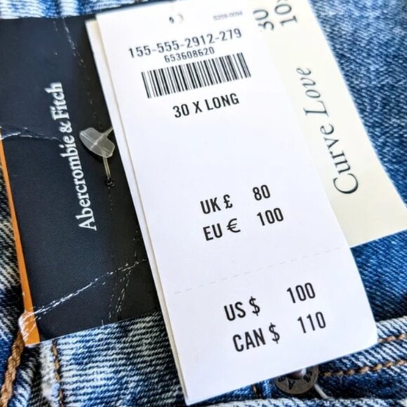 NWT* 30xLong Abercrombie The Skinny Hi-Rise Curve Love Jeans SAME DAY SHIPPING! - Picture 3 of 7